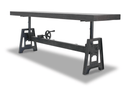 Industrial Dining Bench Seat - Adjustable Iron Base – Rustic Ebony Top - Knox Deco - Seating