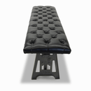 Industrial Dining Bench Seat - Cast Iron Base - Adjustable Black Leather Top - Knox Deco - Seating