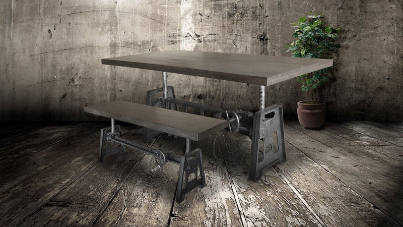Industrial Dining Bench Seat - Cast Iron Base - Adjustable Height - DIY - Knox Deco - DIY