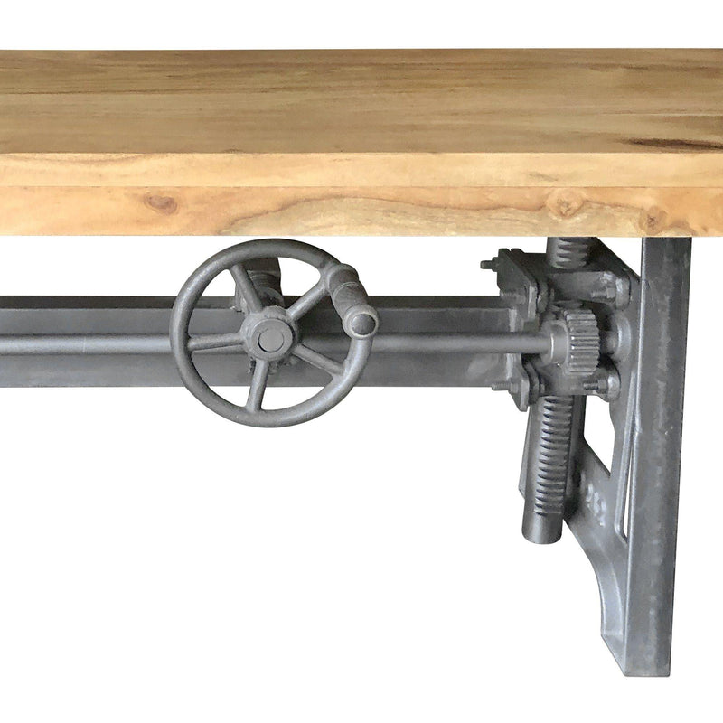 Industrial Dining Bench Seat - Cast Iron Base - Adjustable Height – Natural Top - Knox Deco - Seating