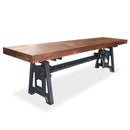 Industrial Dining Bench Seat - Cast Iron Base - Adjustable Height - Provincial - Knox Deco - Seating