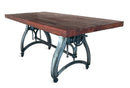 Industrial Dining Table - Adjustable Crank Base - Casters - Rustic Mahogany - Knox Deco - Tables