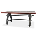 Industrial Dining Table - Adjustable Crank Base - Casters - Rustic Mahogany - Knox Deco - Tables