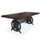 Steampunk Adjustable Dining Table - Iron Crank Base - Mahogany Top - Knox Deco - Tables