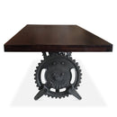 Steampunk Adjustable Dining Table - Iron Crank Base - Mahogany Top - Knox Deco