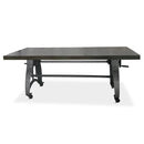 Industrial Dining Table - Adjustable Crank Iron Base - Casters - Ebony Top - Knox Deco - Tables