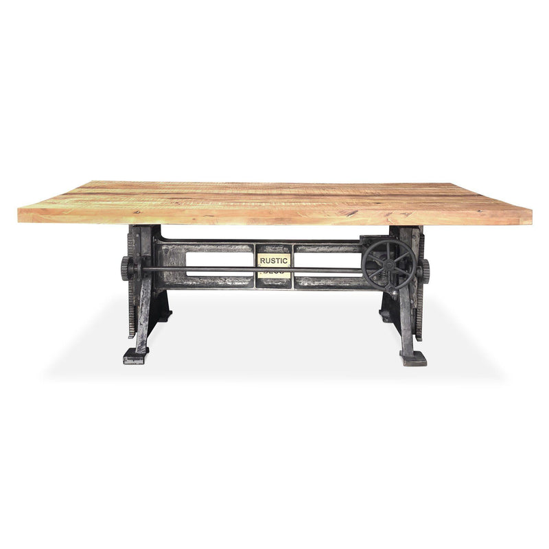 Craftsman Industrial Dining Table - Adjustable Height Iron Base - Rustic Top - Knox Deco - Tables