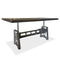 Industrial Dining Table - Cast Iron Base - Adjustable Height Crank - Ebony Top - Knox Deco - Tables
