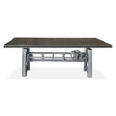 Industrial Dining Table - Cast Iron Base - Adjustable Height Crank - Gray Top - Knox Deco - Tables
