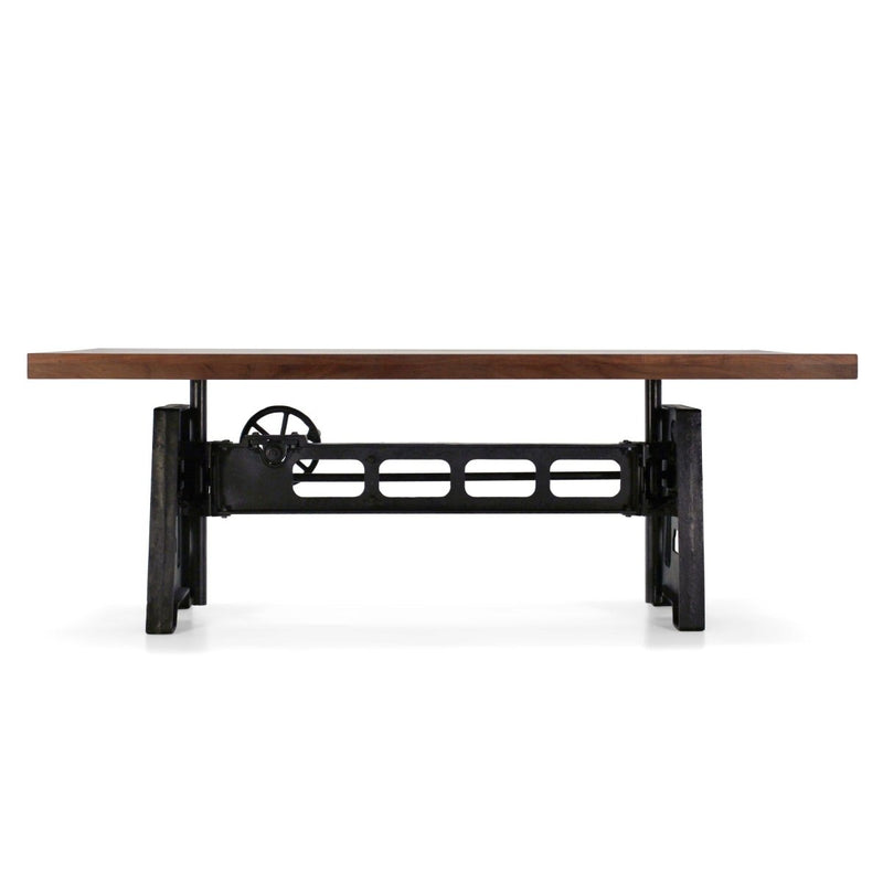 Industrial Dining Table - Cast Iron Base - Adjustable Height Crank - Provincial - Knox Deco - Tables