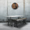 Industrial Dining Table - Cast Iron Base - Adjustable Height - Glass Top - Knox Deco - Tables
