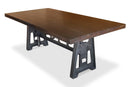 Industrial Dining Table - Cast Iron Base - Adjustable Height Crank - Ebony Top - Knox Deco - Tables