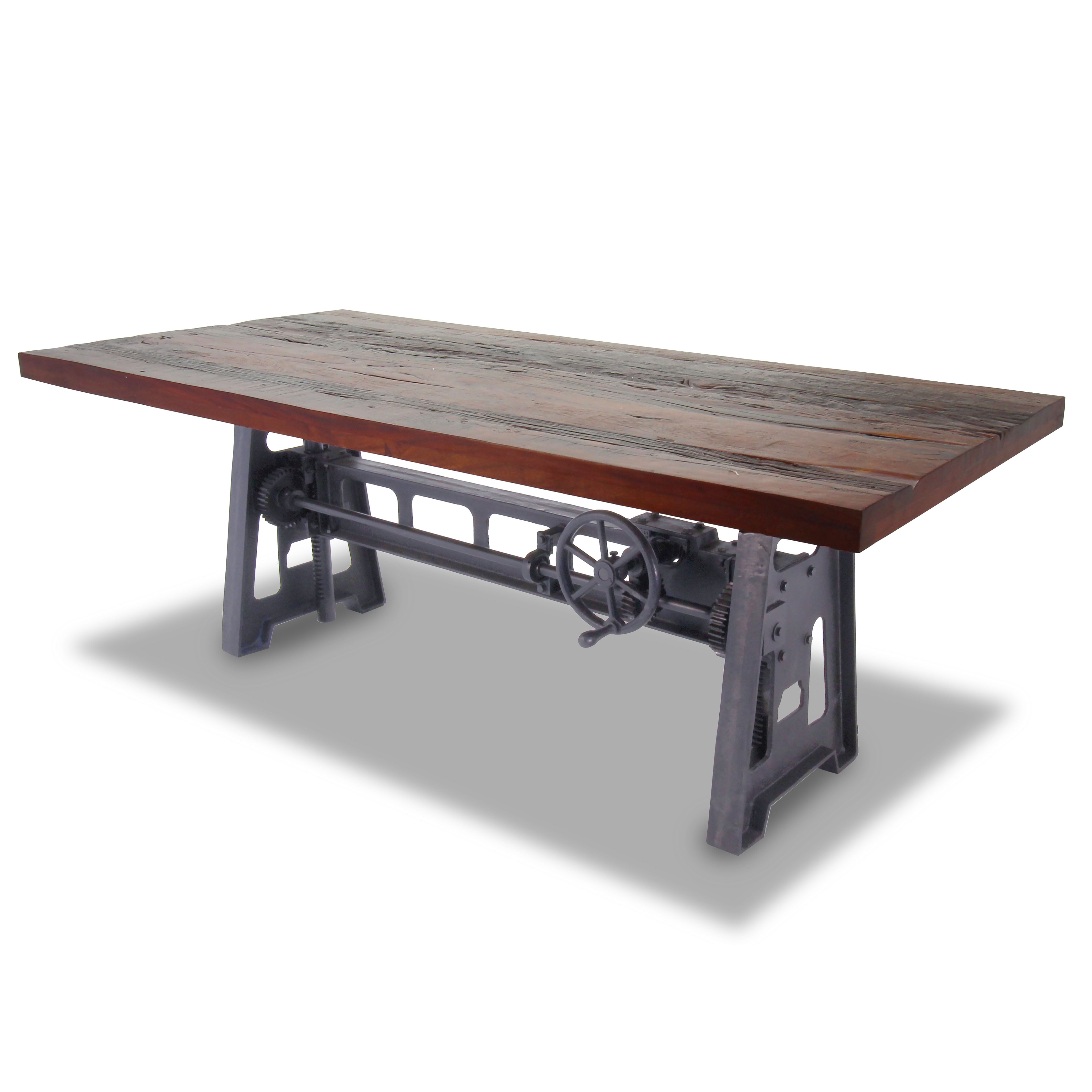 Industrial Dining Table - Cast Iron Base - Adjustable Height - Rustic ...