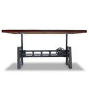 Industrial Dining Table - Cast Iron Base - Adjustable Height - Rustic Mahogany Dining Table Rustic Deco