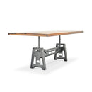 Industrial Dining Table - Iron Base - Adjustable Height - 8ft Rustic Natural Top - Knox Deco - Tables