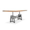 Industrial Dining Table - Iron Base - Adjustable Height - 8ft Rustic Natural Top - Knox Deco - Tables