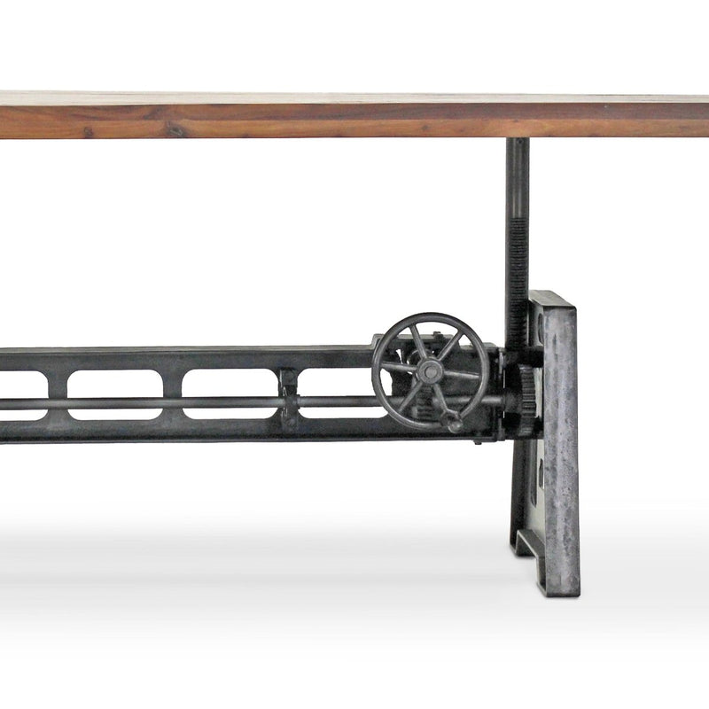 Industrial Dining Table - Iron Base - Adjustable Height - 8ft Rustic Natural Top - Knox Deco - Tables