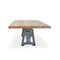 Industrial Dining Table - Iron Base - Adjustable Height - 8ft Rustic Natural Top - Knox Deco - Tables