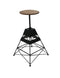 Industrial Adjustable Bar Stool - Metal Truss Base - Round Wooden Seat - Knox Deco - Seating