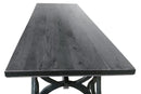 Industrial Sawhorse Dining Table - Cast Iron Base - Wood Beam – Gray - Knox Deco - Tables