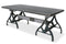 Industrial Sawhorse Dining Table - Cast Iron Base - Wood Beam – Gray - Knox Deco - Tables