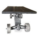 Industrial Trolley Dining Table - Iron Wheels Adjustable Crank - Ebony Rustic - Knox Deco - Tables