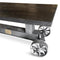 Industrial Trolley Dining Table - Iron Wheels Adjustable Crank - Ebony Rustic - Knox Deco - Tables