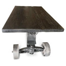 Industrial Trolley Dining Table - Iron Wheels Adjustable Crank - Ebony Rustic - Knox Deco - Tables