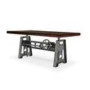 Industrial Writing Table Desk - Adjustable Height Iron Base - Dark Walnut Top - Knox Deco - Desks