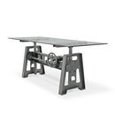 Industrial Writing Table Desk - Adjustable Height Iron Base - Glass Top - Knox Deco - Desks