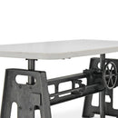 Industrial Writing Table Desk - Adjustable Height Iron Base - Marble Top - Knox Deco - Desks