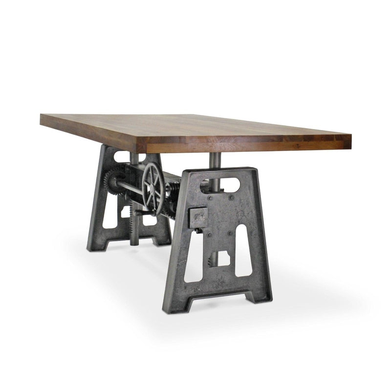 Industrial Writing Table Desk - Adjustable Height Iron Base - Natural - Knox Deco - Desks