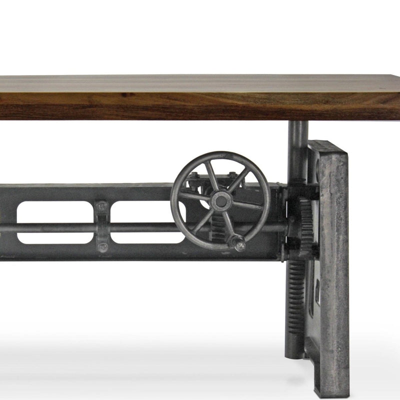 Industrial Writing Table Desk - Adjustable Height Iron Base - Natural - Knox Deco - Desks