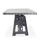 Industrial Writing Table Desk - Adjustable Height Iron Base - Steel Top - Knox Deco - Desks