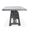 Industrial Writing Table Desk - Adjustable Height Iron Base - Steel Top - Knox Deco - Desks