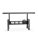 Industrial Writing Table Desk - Adjustable Height Iron Base - Steel Top - Knox Deco - Desks