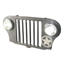 Jeep Grille Lighted Wall Art Willys Army Headlights - WWII Silver - Knox Deco - Decor