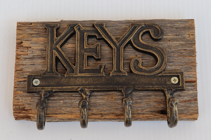 KEYS Entryway Wall Hanger - Cast Iron Metal - Key Organizer - 4 Hooks - Knox Deco - Decor