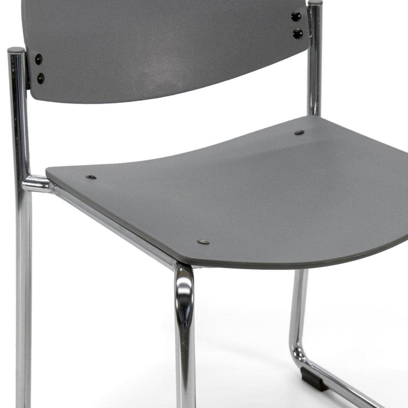 KI Versa Chair - Gray Seat - Chrome Steel Legs - Stackable Pair - Knox Deco - Seating