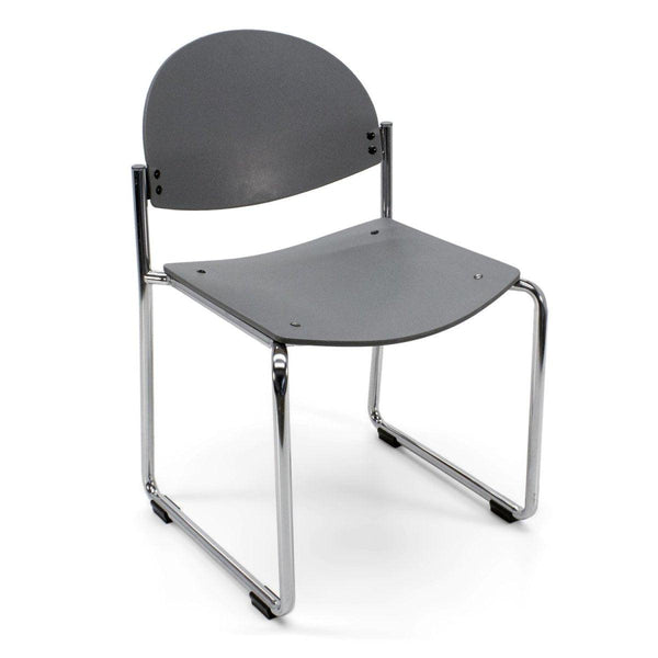 KI Versa Chair - Gray Seat - Chrome Steel Legs - Stackable Pair - Knox Deco - Seating