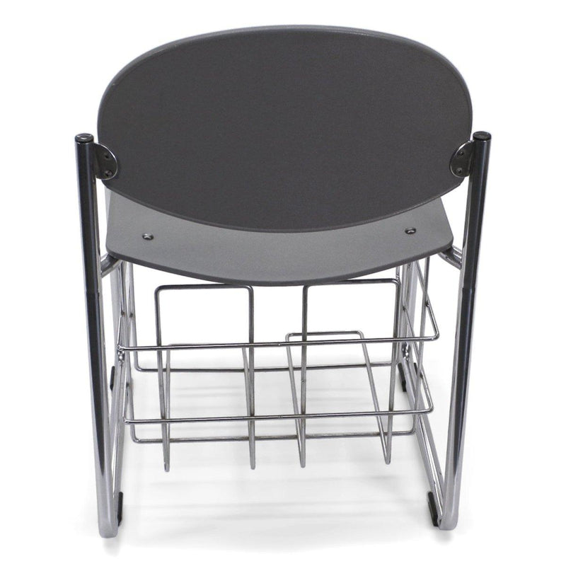 KI Versa Chair - Gray Seat - Chrome Steel Legs with Book Basket - Knox Deco - Seating