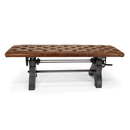 KNOX Adjustable Bench Dining to Bar Height - Iron Base - Brown Leather Seat - Knox Deco - Seating