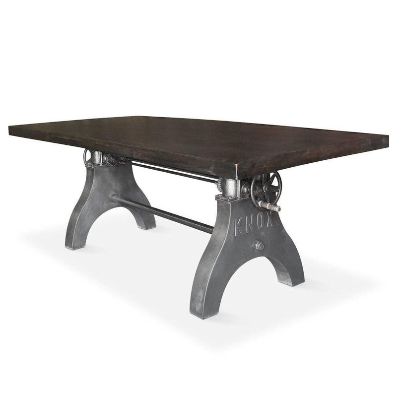 KNOX Adjustable Dining Table - Iron Crank Industrial Base - Ebony Top - Knox Deco - Tables