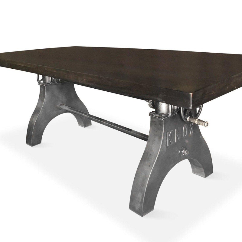 KNOX Adjustable Dining Table - Iron Crank Industrial Base - Ebony Top - Knox Deco - Tables