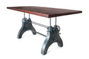 KNOX Adjustable Height Dining Table - Cast Iron Base - Rustic Mahogany - Knox Deco - Tables