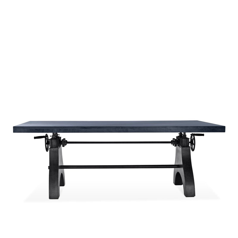 KNOX Adjustable Height Dining Table - Cast Iron Crank Base - Gray Top - Knox Deco - Tables