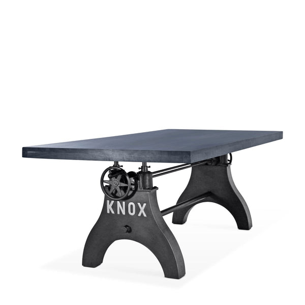 KNOX Adjustable Height Dining Table - Cast Iron Crank Base - Gray Top - Knox Deco - Tables