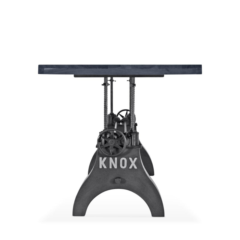 KNOX Adjustable Height Dining Table - Cast Iron Crank Base - Gray Top - Knox Deco - Tables
