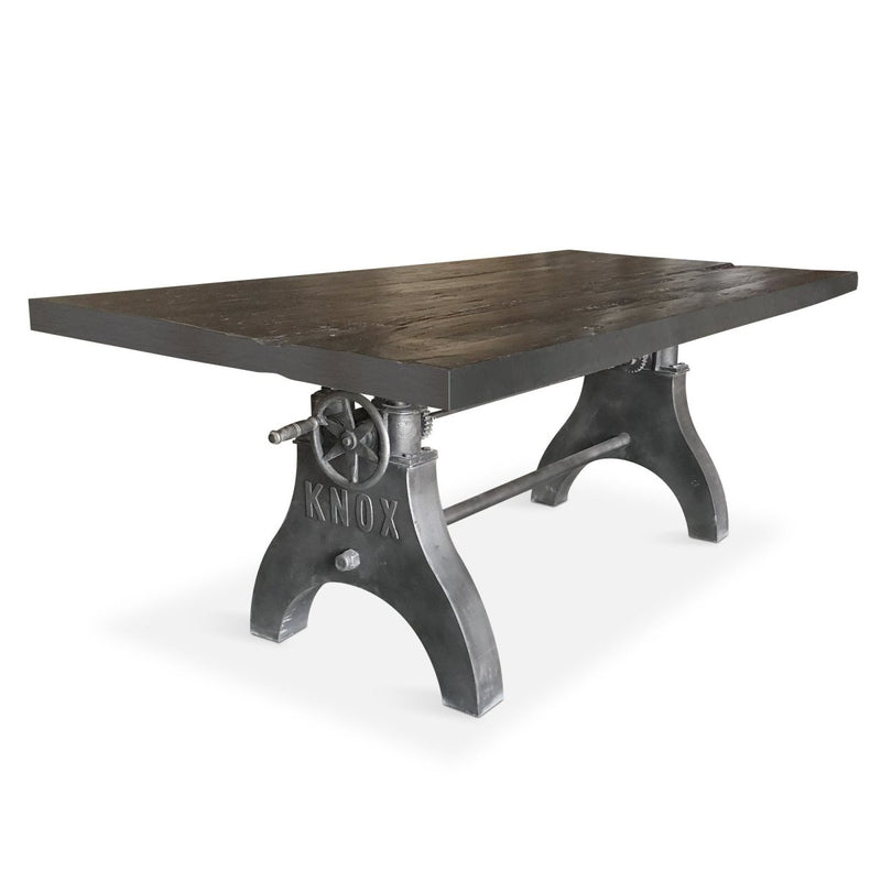 KNOX Adjustable Height Dining Table - Cast Iron Crank Base - Rustic Ebony - Knox Deco - Tables