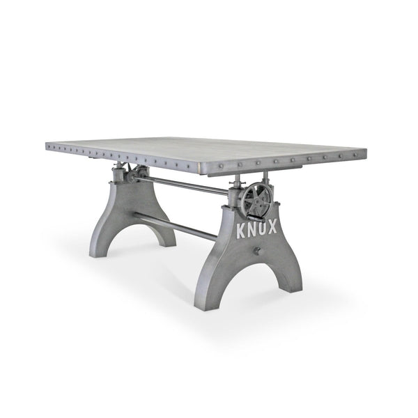 KNOX Adjustable Height Dining Table - Cast Iron Crank Base - Steel Top - Knox Deco - Tables